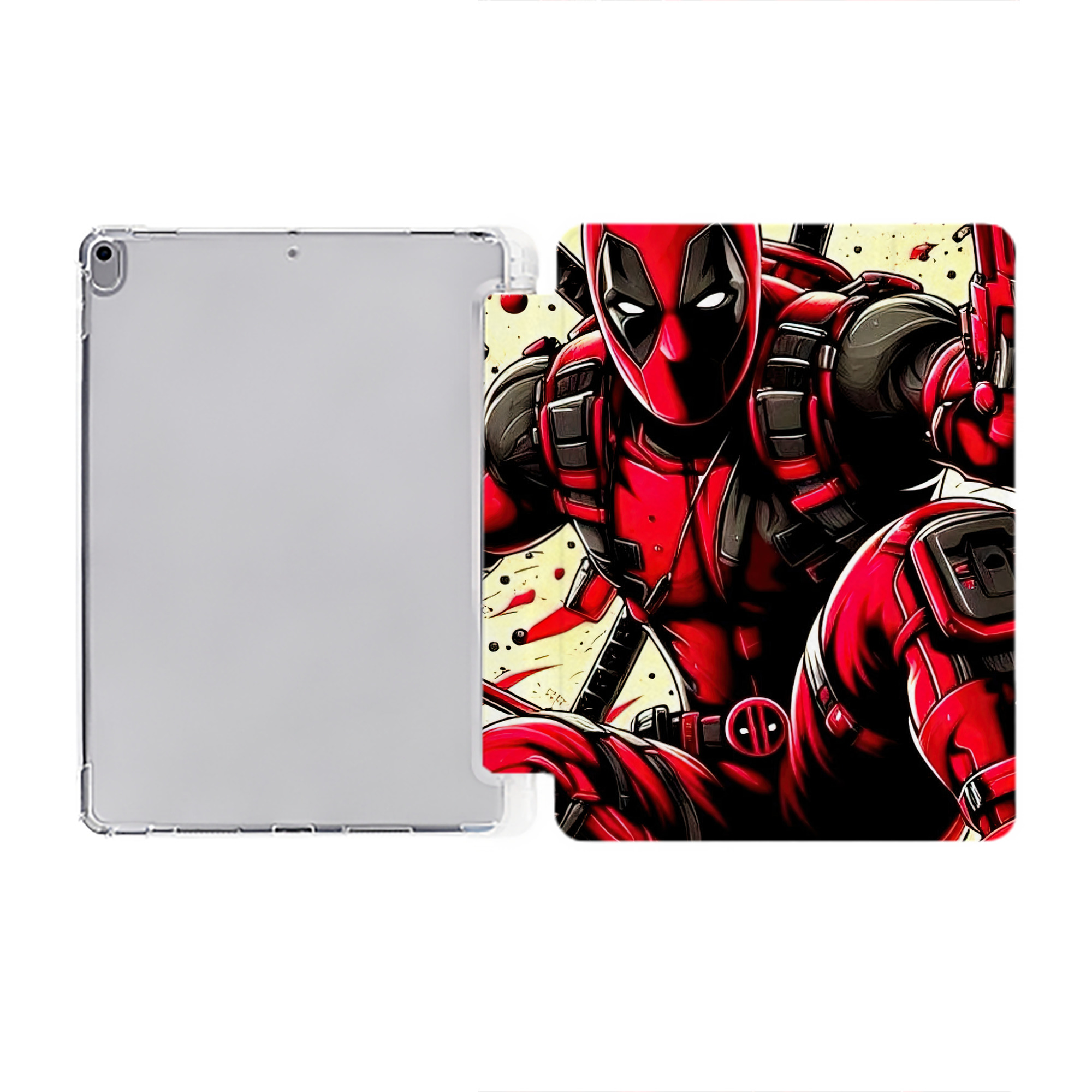 （画像用） Deadpool デッドプール IPad ケース ペン収納付き 三つ折りスタンド PUレザー×シリコン 対応機種9.5/10.5/10.9インチ